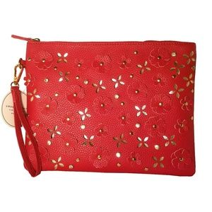 Under One Sky Bags - Under One Sky Laser Cut Flower Red Wristlet Bag Under One Sky Bags - Under One Sky Laser Cut Flower Red Wristlet Bag